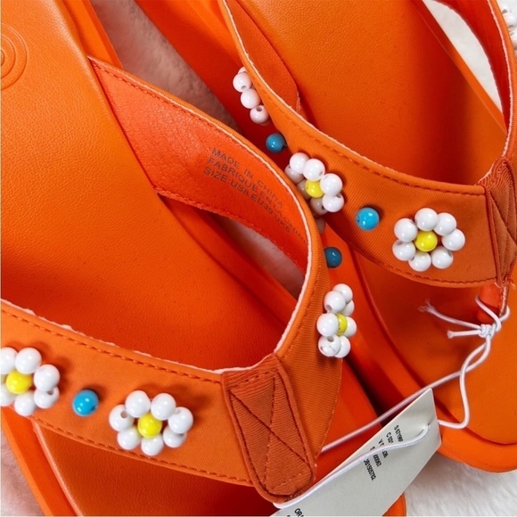 NWT Urban Outfitters Embellished Thong Flip Flops Sandals in Orange - Picture 6 of 7